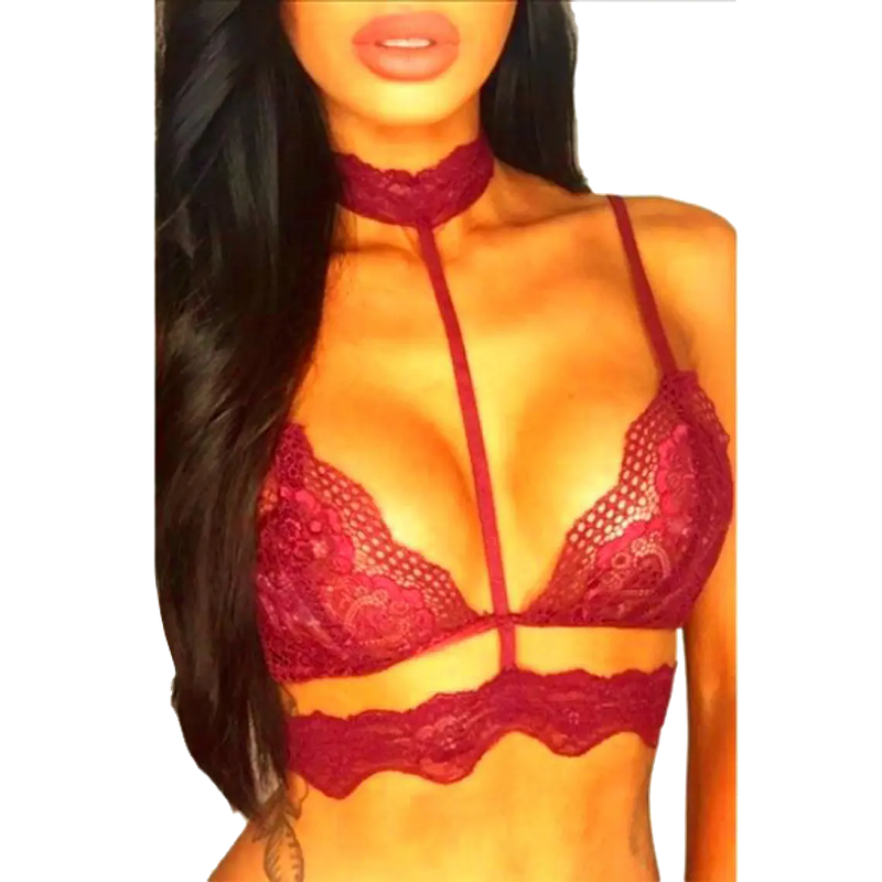 Bralette Carlotta rojo de encaje con choker