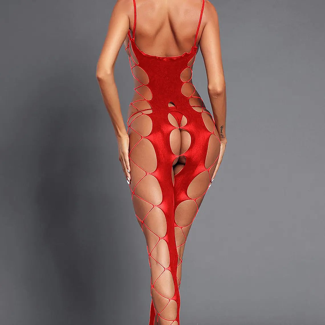 Body entero de malla rojo vista 4